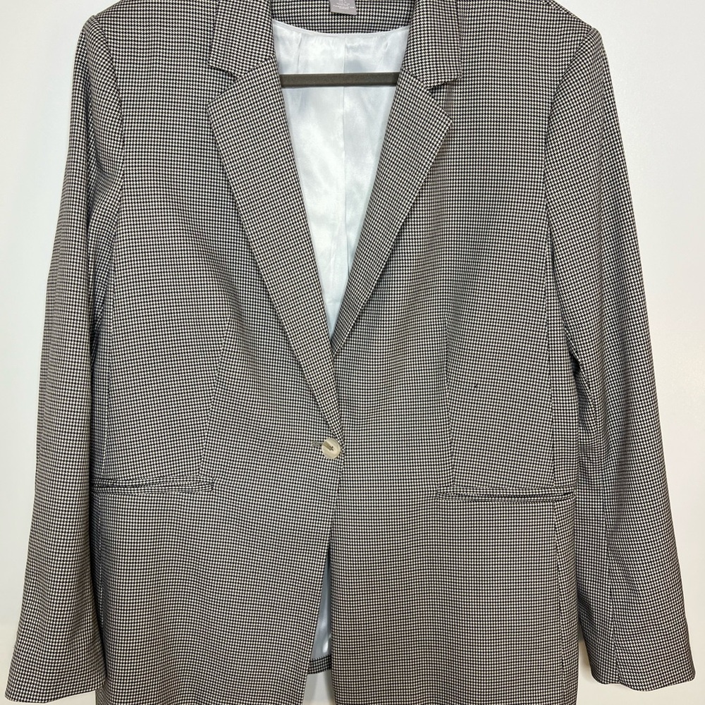 H&M Black and White Checkered Blazer